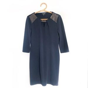 Spense Embellished Studded Navy Blue Shift Dress 8